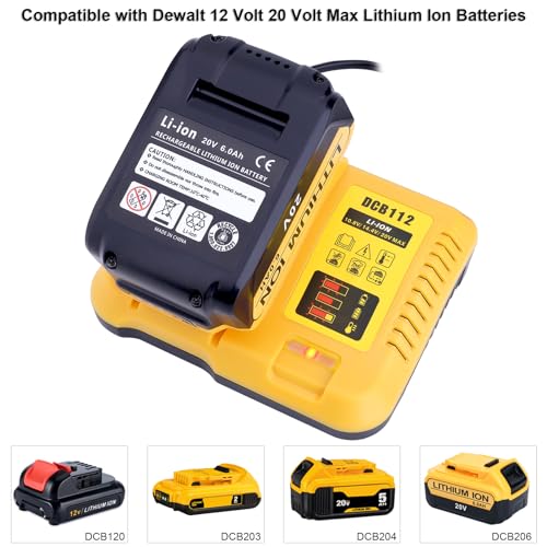 Cargador DCB112 para batería de 20 voltios compatible con Dewalt 12V-20V máx 2