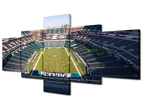 Toile Lincoln Financial Field TUMOVO tableau 5 panneaux cadre pour salon