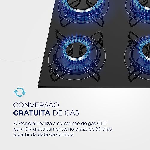 MONDIAL Cooktop a Gás, 5 Bocas, Preto/Inox, Bivolt - CTG-02 glide