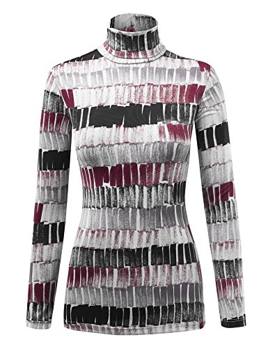 Image of Lock and Love Women's Turtleneck Top Lightweight Long Sleeve Slim Fit Pullover, Soft Rayon Stretch Layering Basic, S-3XL