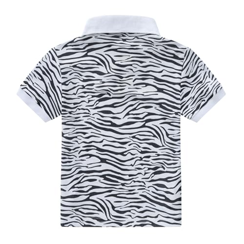 Kids Boys Polo Shirt Breathable Short Sleeve Classic Polos Toddler Tropical Floral Graphic Shirt (White-4, 7-8 Years)2