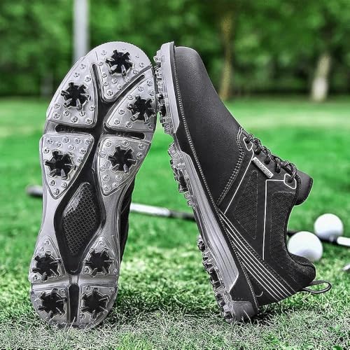 Image of ULTIANT Men's Golf Shoes Fixed Nailless Sole Waterproof Lightweight No-Slip Walking Shoes Size7.5-14