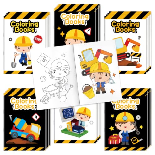 Image of Bulk Construction Coloring Books, 96Pcs Mini Drawing Booklet for Kids | Yellow Truck Excavator DIY Art Coloring Book for Toddlers Toddlers Holiday Birthday Party Goodie Bags Stuffer Classroom Craft