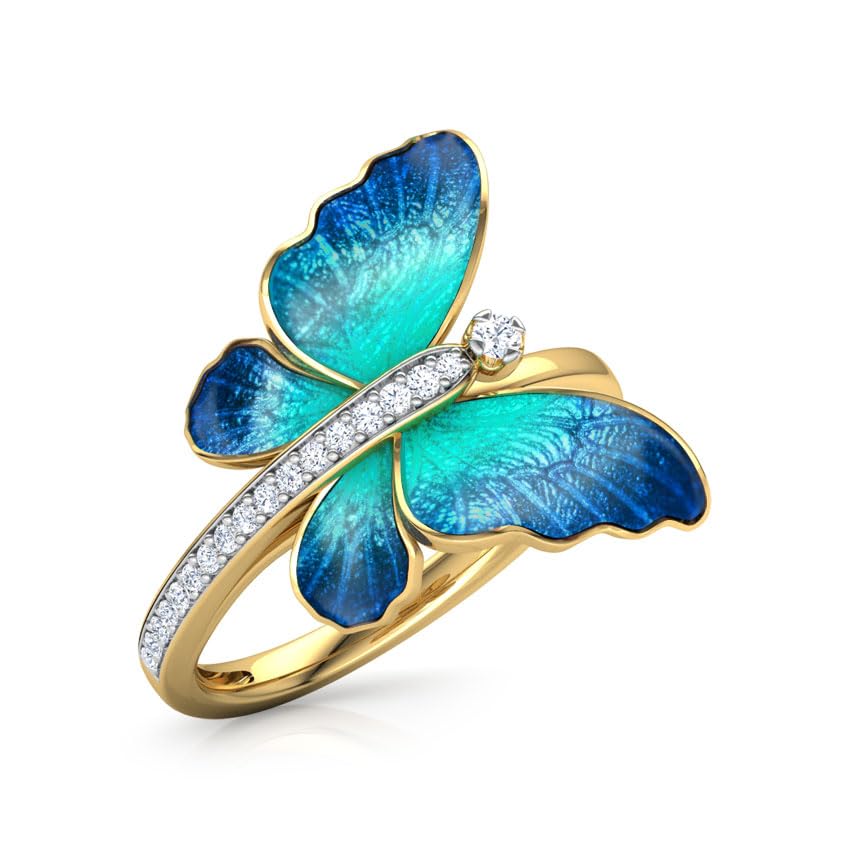 RUVEE Designer Enamel Painted Colorful Butterfly Crystals Gold Plated Brass Alloy Ring for Women & Girls (B08MCK289C) Amazon Price History, Amazon Price Tracker