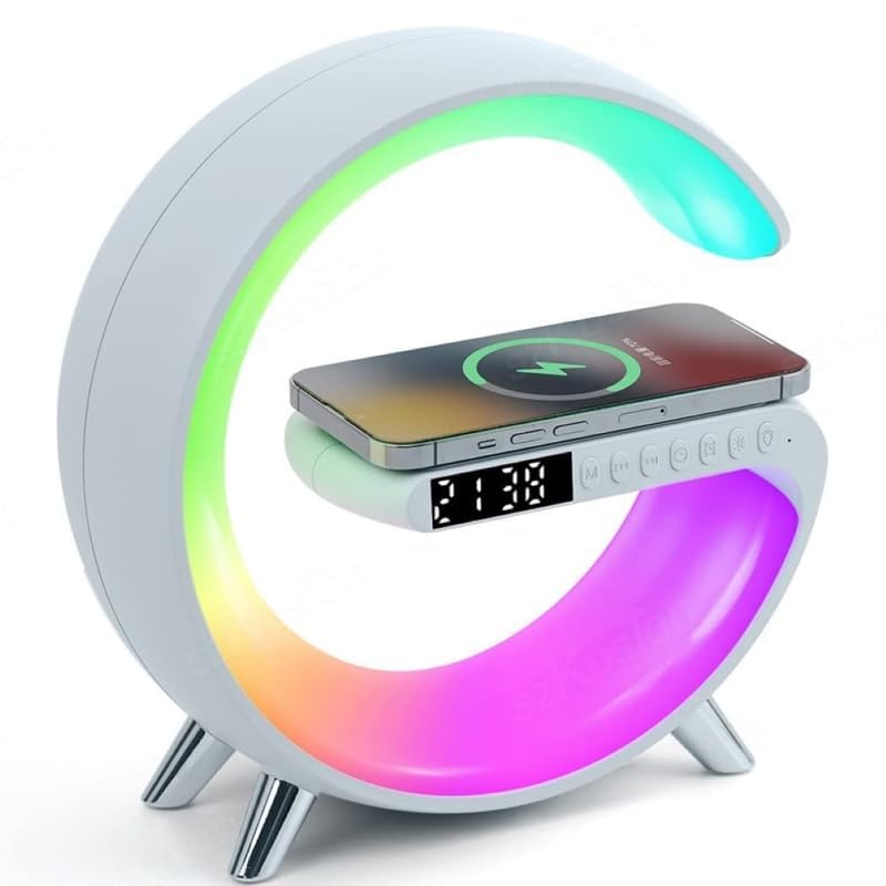 Drumstone ๐๐ ๐๐๐๐๐ ๐๐๐๐๐๐๐๐ Wireless G Speaker with Wireless Charging | Desk Lamp & Bedside Night Light | Smart LED Light & Sound Machine | Multi-Function Bedroom Decor & Home Accessory