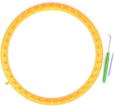 Kakalote Round Knitting Looms Set, Craft Kit Tool with Hook Needle and Crochet, Round Plastic Knit Quick Loom Set, for Loom Knitting Hats, Scarves Shawl Sock Blankets & MoreYellow-29cm