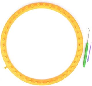 Kakalote Round Knitting Looms Set, Craft Kit Tool with Hook Needle and Crochet, Round Plastic Knit Quick Loom Set, for Loom Knitting Hats, Scarves Shawl Sock Blankets & More(Yellow-29cm)
