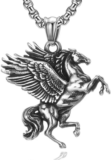 THE MEN THING PEGASUS- Alloy Pendant with Pure Stainless Steel 24inch Round Box Chain for Men, European trending Style for Men & Boy
