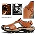 BINSHUN Sandals for Men Leather Hiking Sandals Athletic Walking Sports Fisherman Beach Shoes with Closed Toe