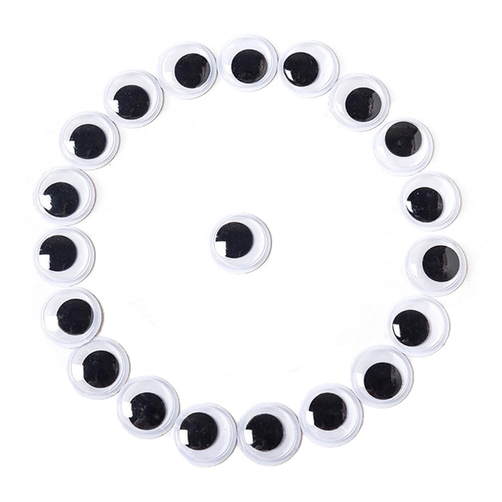300 Stück Selbstklebende Wackelaugen, 18mm Kulleraugen Selbstklebend, Kunststoff Augen zum Basteln,Puppe Augen, Schwarze Wackelaugen, Bastelaugen, Wiggle Googly eyes für DIY Kunsthandwerk Dekoration