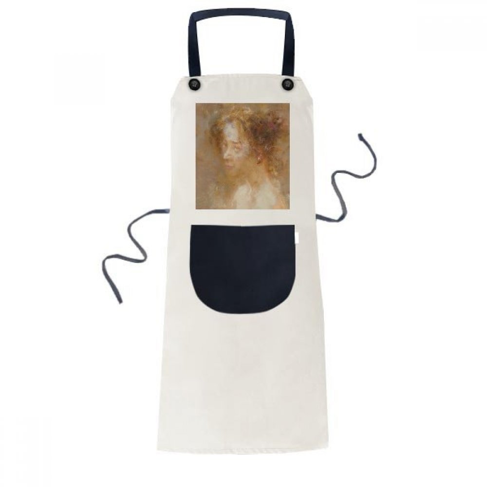 Tablier de cuisine beige au design de peinture à l'huile avec grande poche