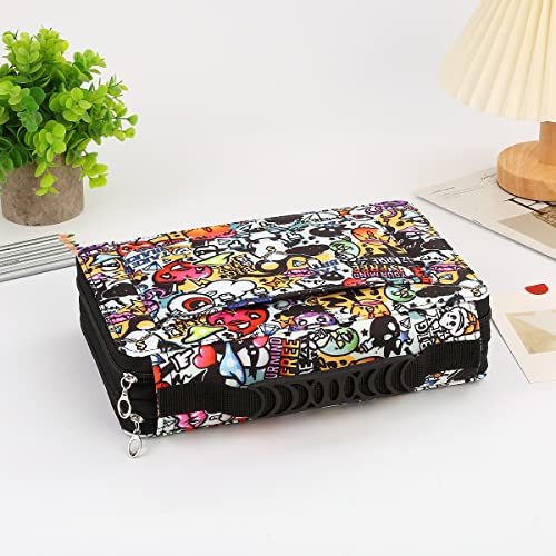 Image of 68 Slots Marker Pen Organizer Case w /Handle | Portable Multilayer Holder for Watercolor Pencils & Gel Pen Markers for Artists, Sketching, Drawing