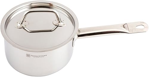 Restaurantware Solo tapa tapa Met Lux para sartén de inducción de 1.5 cuartos de galón, 1 tapa para sartén profunda - Con asa, tapa de acero