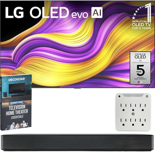Image of LG OLED77G5WUA 77 inch OLED evo 4K UHD Smart TV with One Wall Design 2025 Bundle with SKM1 2.0 Ch. Soundbar, 6-Outlet Surge Adapter & Deco Gear Complete Home Theater Beginner's Guidebook