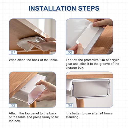 Under Desk Drawer Organizer, Under Desk Storage Attachable Drawer Slide-Out, Hidden Desk Organizer For Reduced Clutter Self-Adhesive Drawer For Office Home Office Kitchen （White） #TOP6
