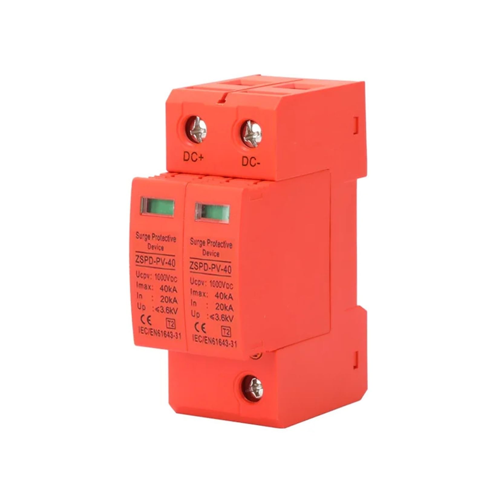 Type 2 Surge Protector 2P 20KA/40KA 500V AC Home Lightning Arrester SPD For Power Supply Protection(2P 40KA,DC600)