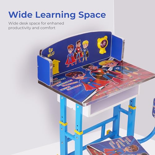 Image of Engineered Wood Mlu Kids Desk /Baby Desk /Kids Study Table With Chair Indian Blue 1, Laminated