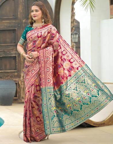 Image of SIRIL Women's Banarasi Weaving Soft Silk Saree With Unstitched Blouse Piece(4791S141 Green)