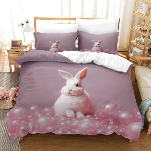 Housse de Couette Lapin Hypoallergénique avec Zip Invisible
