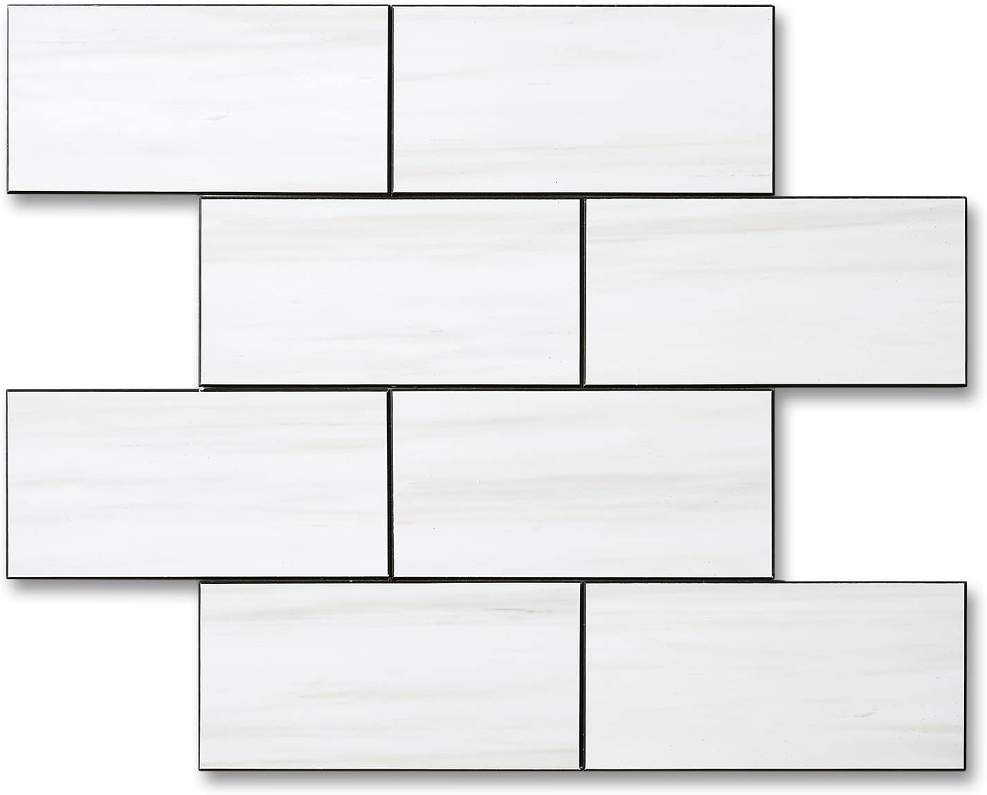 STICKGOO Subway Tile Peel and Stick Backsplash, Dolomite White Marble