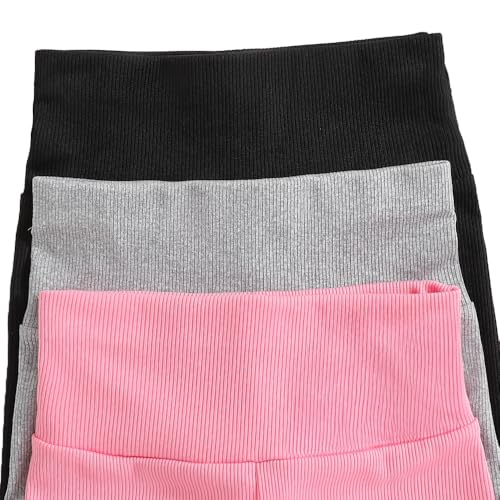 Toddler Girl Clothes Set - Solid Color High Waisted Shorts for Little Girls - 3 Pack Summer Shorts Size (3-7T)2