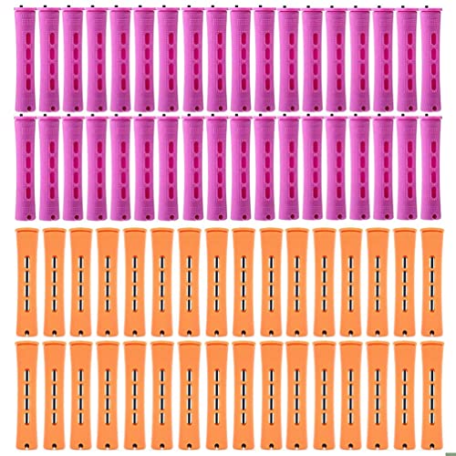 starze Perm Rods Set Cold Wave Rods Perm Rods for Natural Hair Hair Roller Curler Perm Rods for Long Hair Curly Rods Tools for DIY (Purple&Orange 40 Pcs), 40 Count (Pack of 1)