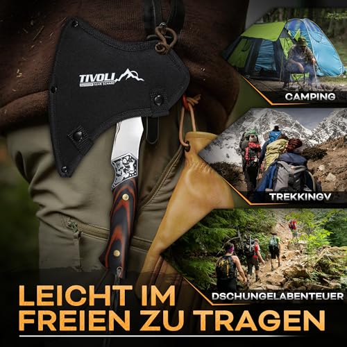 TIVOLI Spaltaxt mit Tigermotiv, Hochwertiger Kohlenstoffstahl, Full-Tang Fr – Ansicht 8