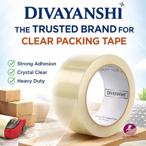 Image of DIVAYANSHI Clear BOPP Packaging Tape | Transparent Adhesive Tape | 48mm x 50 Meter | Pack of 1 | Carton Sealing & Packing