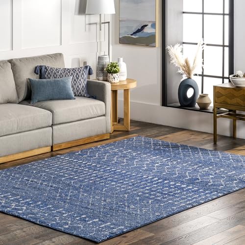 nuLOOM 2x3 Moroccan Blythe Area Rug, Dark Blue, Faded Bohemian