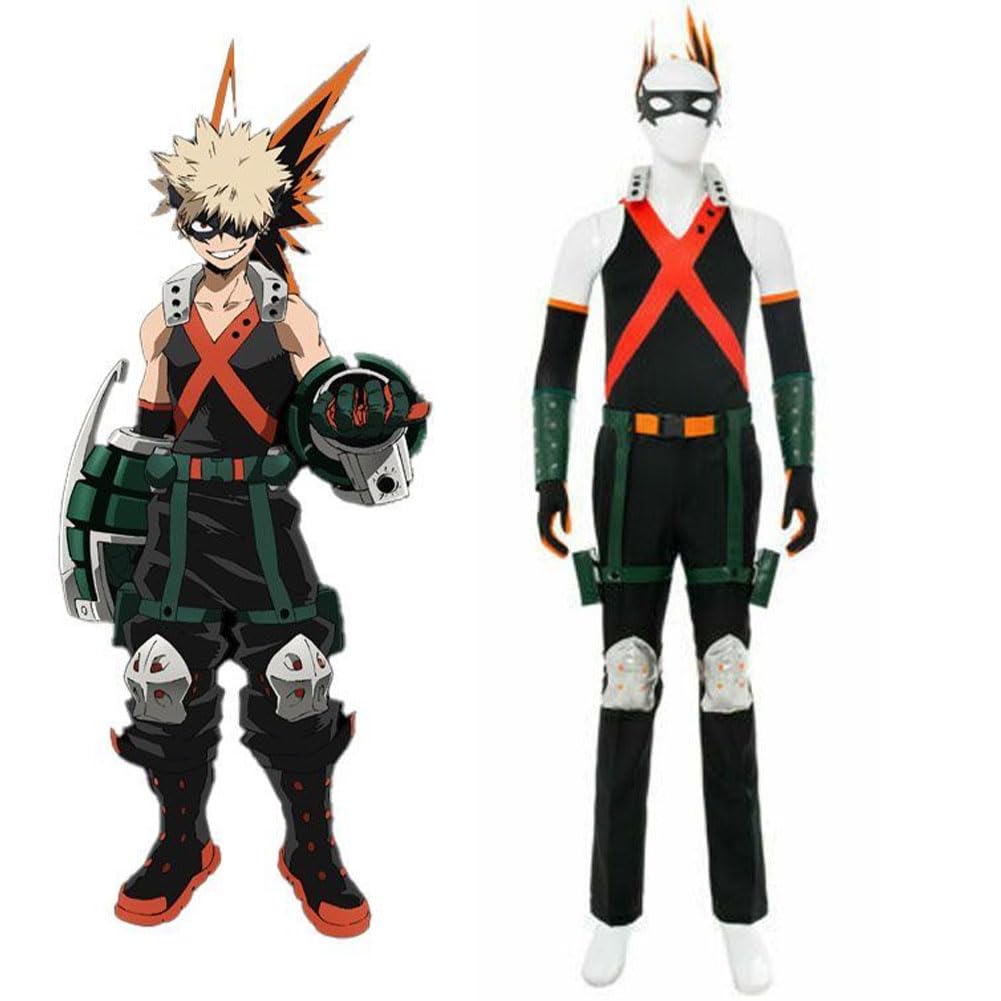 Zhongkaihua MHA - Disfraz de anime Bakugou Katsuki, conjunto completo de una sola pieza para Halloween, carnaval, fiesta, disfraz