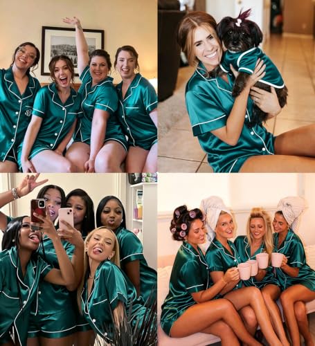 Image of SWOMOG Womens Silk Satin Pajamas Set Short Sleeve Sleepwear Button Down Top and Shorts Loungewear 2 Piece Pjs Set XS-3XL