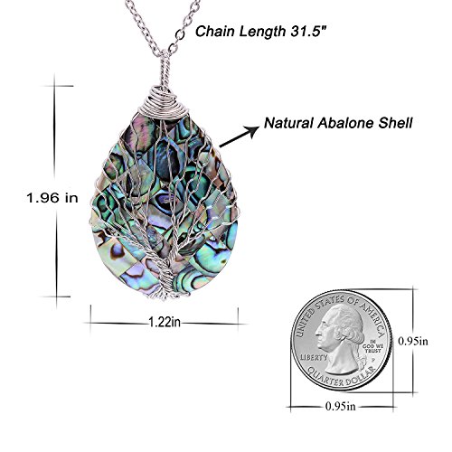 Sedmart ZS6412 Wire Wrapped Abalone Teardrop Necklace thumb #3