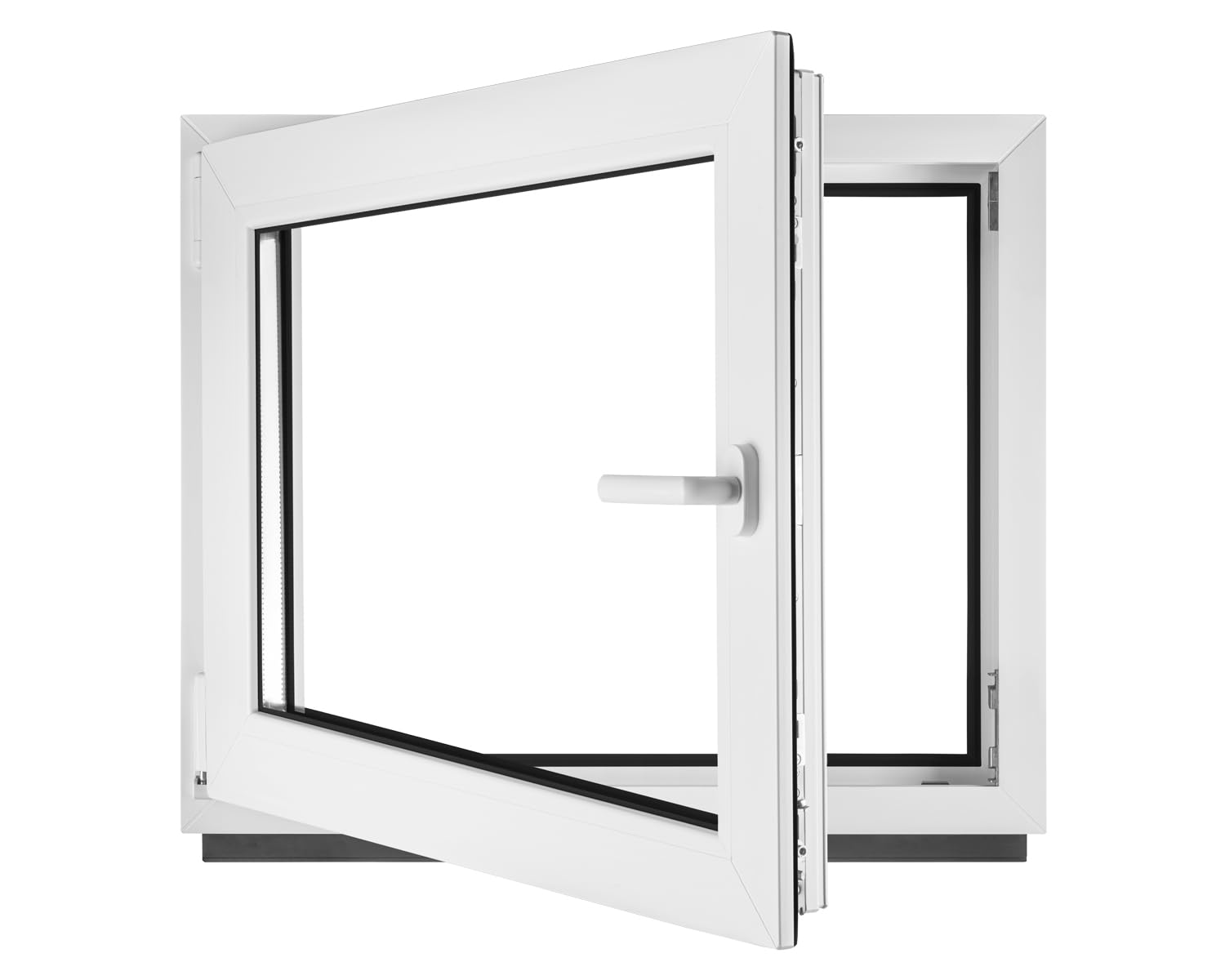 BauPLaza Ventana PVC (reforzado) Ancho x Alto 750 x 450 mm - Blanca - Vidrio Transparente - Triple acristalamiento 4/10/4/10/4 (triple cristal) - 75 x 45 cm Izquierda Oscilobatiente