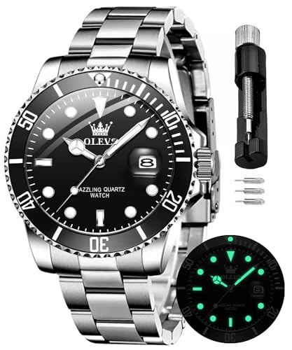 Image of OLEVS Watches for Men Quartz Fashion Business Waterproof Analog Stainless Date Week Diamond Luminous Mens Watch