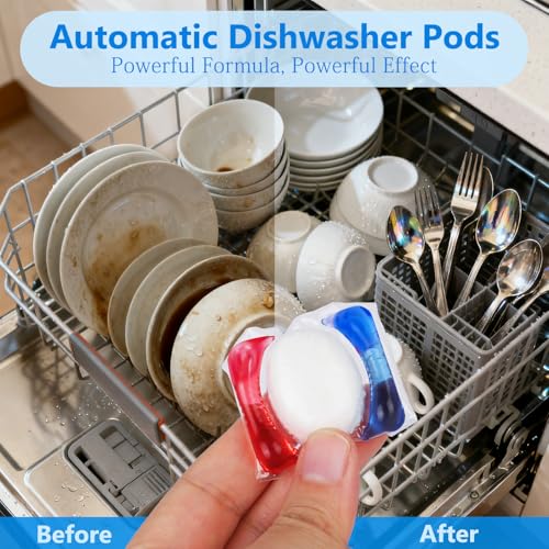 Image of 400 Count Dishwasher Pods, No Pre-Rinse Dishwasher Detergent Soap On Stain and Grease, Leaving a Virtually Spotless Shine,Dishwasher Detergent for Deep Cleaning