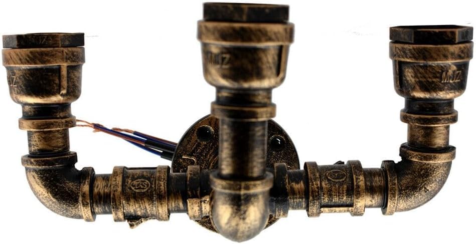 DC VOLTAGE Vintage Water Pipe Steam Punk E27 Socket Wall Lighting Brushed Copper Fixture Indoor Lamp Fitting for Loft, Bar and Bed Room Décor