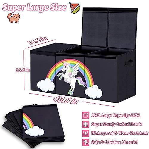 Annkie Extra Large Toy Box For Girls, Toy Chest For Kids,Collapsible Sturdy Toy Storage With Lids,Large Toy Box Chest Storage Organizer For Nursery Room, Playroom, Closet, Office 40.6"X 14"X16.5" #TOP1