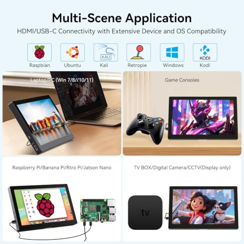 Image of 10.1 inch 2K Touchscreen Monitor, 2560x1600 USB-C HDMI Portable Touch Display | Small Monitor, Built-in Speakers, Adjustable Kickstand, VESA Mountable, 16:10 QHD IPS, for Laptops /PC /Phone /PS4 /Xbox