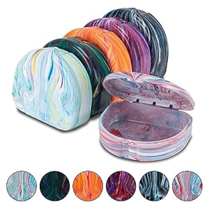 Practicon Marble Retainer Cases, Orthodontic Aligner Case, Mouth Guard Holder (3 Pack) (Assorted Multi Color)