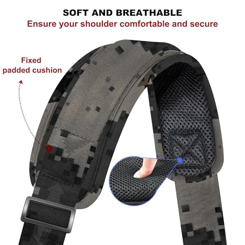 Image of ZINZ Shoulder Strap - 59 Inch Universal Heavy-duty Adjustable Strap with Ultra-thick Fixed Breathable Pad for Laptop, Gym, Camera Bag and More -Camouflage gray