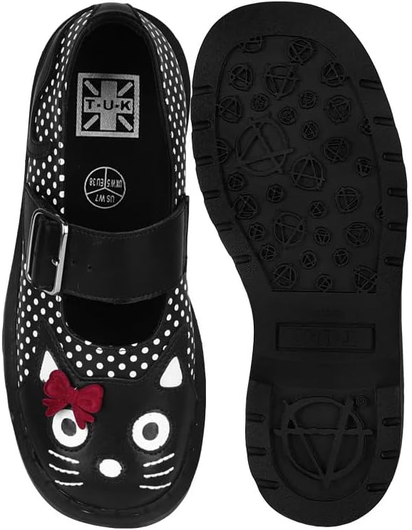 T.U.K. Kitty Cat Mary Jane Shoes for Women, Round Toe Ankle Strap Oxford Shoes