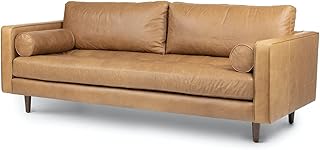 Sponsored Ad - Nova Style Holland 3 Seater Sofa Tufted Modern Sofa for Living Room Hallway leatherite- (Charme Tan)