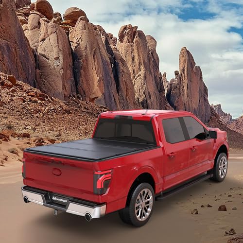 Image of MOSTPLUS Fiberglass Tri Fold Hard Truck Bed Tonneau Cover Compatible with 1982-2011 Ford Ranger Long Bed On Top (6 FT Feed Bed) 4 Fold Aluminum Bed