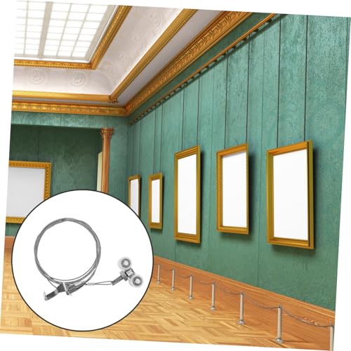 Image of Adjustable Wire Rope Hangers 2pcs Steel Picture Frame Hanging Hardware Photo