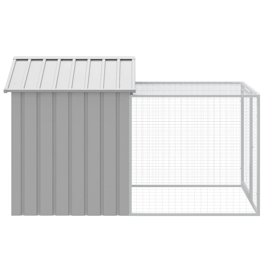 Jaula para pollos con caño gris claro, 117 x 201 x 123 cm, acero galvanizado, para jaula de pollos, animales pequeños, jaula para pájaros y mascotas