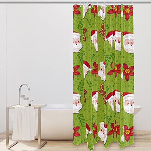 Rideau de douche Noël Père Noël motif saule vert rouge blanc avec crochets - 3
