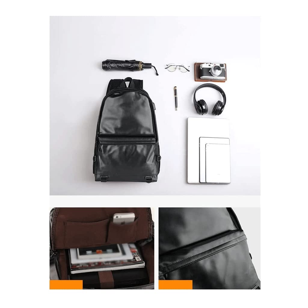 Skórzany plecak Unisex Lederen Rugzak 15,6 Inch Lederen Laptop Rugzak Pu Lederen Dagrugzak Vintage Casual Reisrugzak Zwart Wysoka pojemność