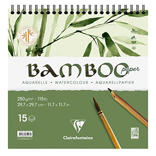 Papier bambou aquarelle Clairefontaine bloc carré haut de gamme grain fin