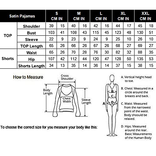 Samring Women's Button Down Pajamas Silk Short Sleeves Top With Shorts Pajama Set Satin Sleepwear Dark Green L #TOP4