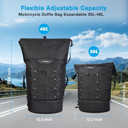 Leopauto Bolsa traseira de motocicleta, impermeável, bolsa seca para motocicleta, mala de viagem com